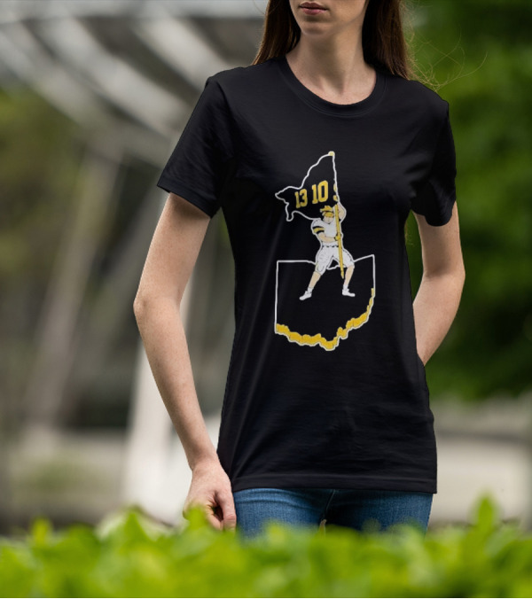Michigan Wolverines 13-10 Flag Plant Victory T-Shirt