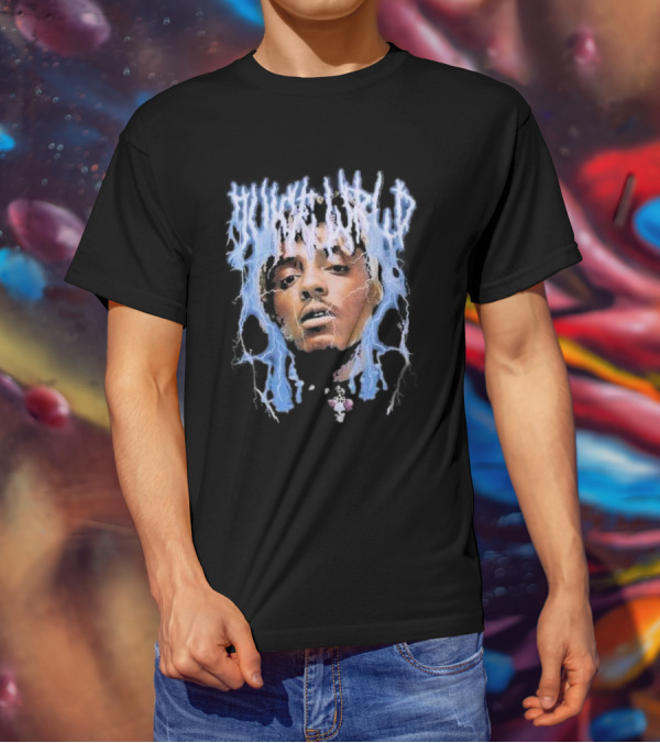 Juice WRLD Lightning Face Surrounded By Blue Electricity T-Shirt