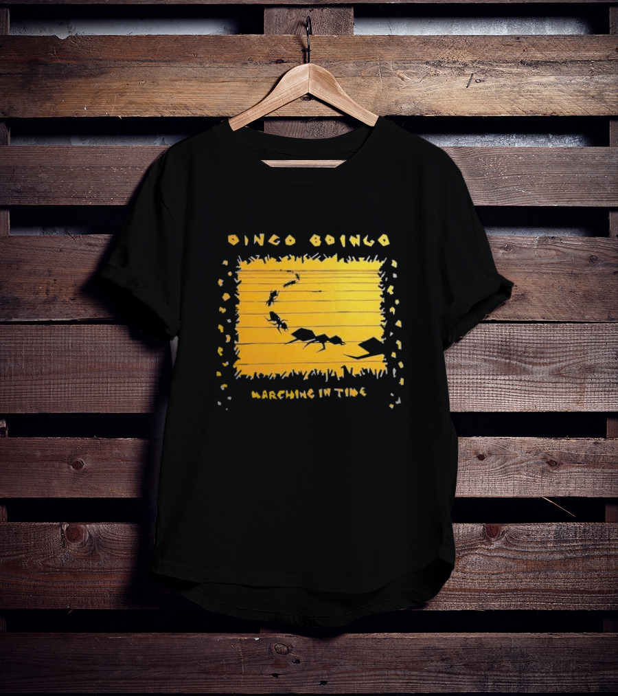 Oingo Boingo Marching In Time Ants On Yellow Stripe T-Shirt