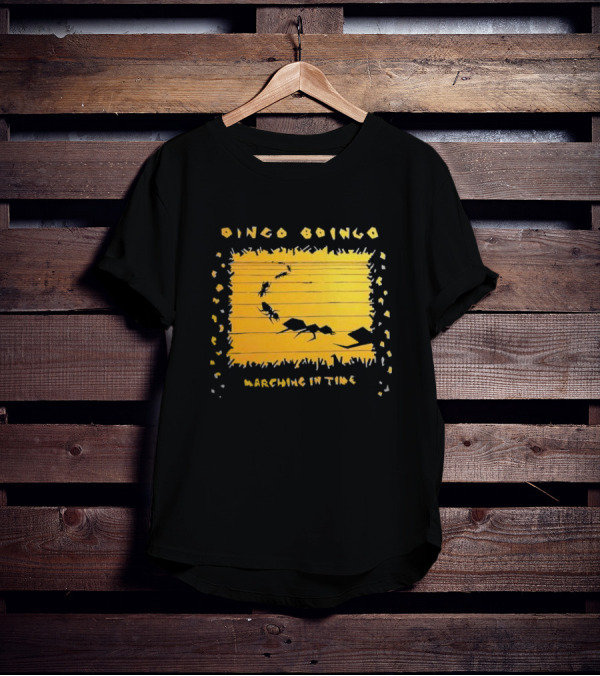 Oingo Boingo Marching In Time Ants On Yellow Stripe T-Shirt