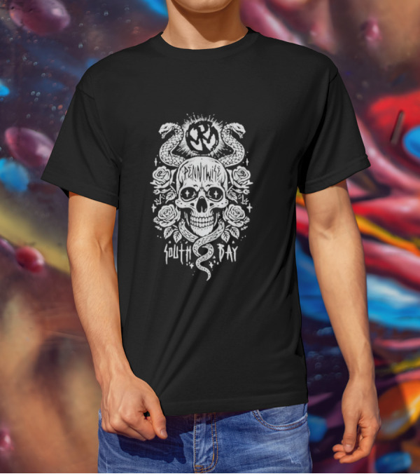 Pennywise South Bay Skull Snake Roses Artwork T-Shirt
