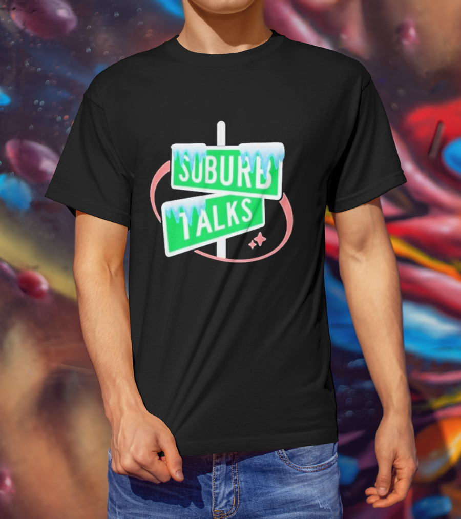 Suburb Talks Snowy Street Signs Christmas T-Shirt