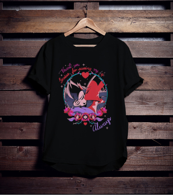 Thank You Scolas For Saving My Life Always Heart And Roses Motif T-Shirt