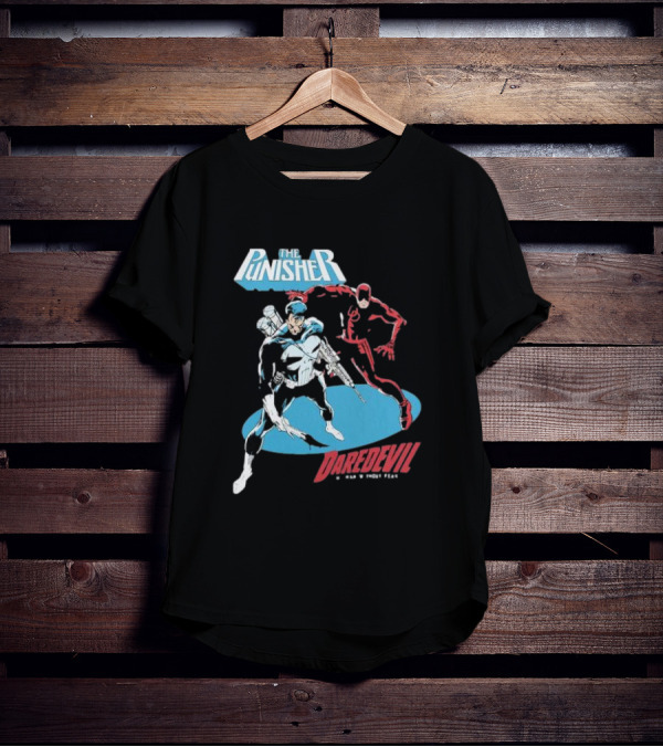The Punisher Versus Daredevil The Man Without Fear Showdown Iconic Comic Heroes T-Shirt