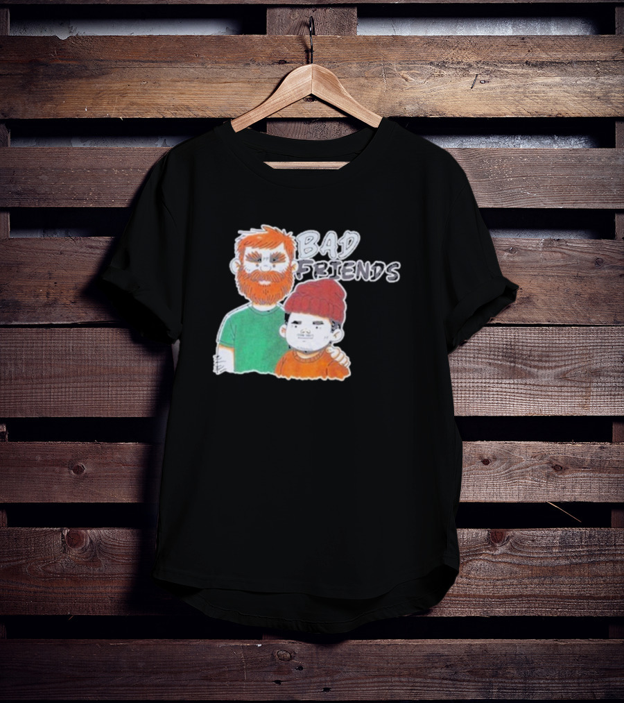 Bad Friends Cartoon Characters With Beard And Beanie T-Shirt