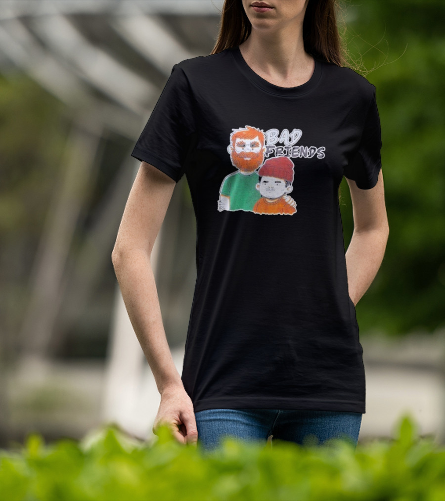 Bad Friends Cartoon Characters With Beard And Beanie T-Shirt