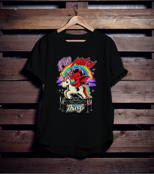 Fun Metal Things Devil Unicorn Rainbow Adventure T-Shirt