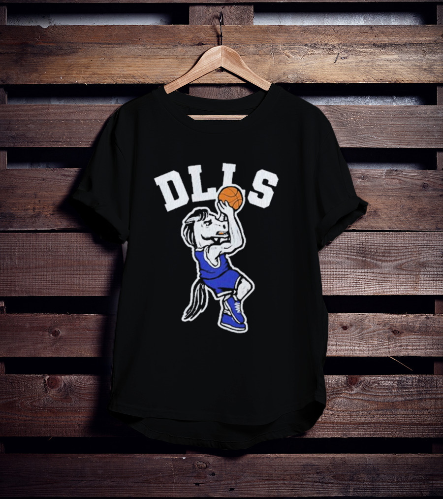 DLLS Basketball Horse Player In Blue Jersey T-Shirt