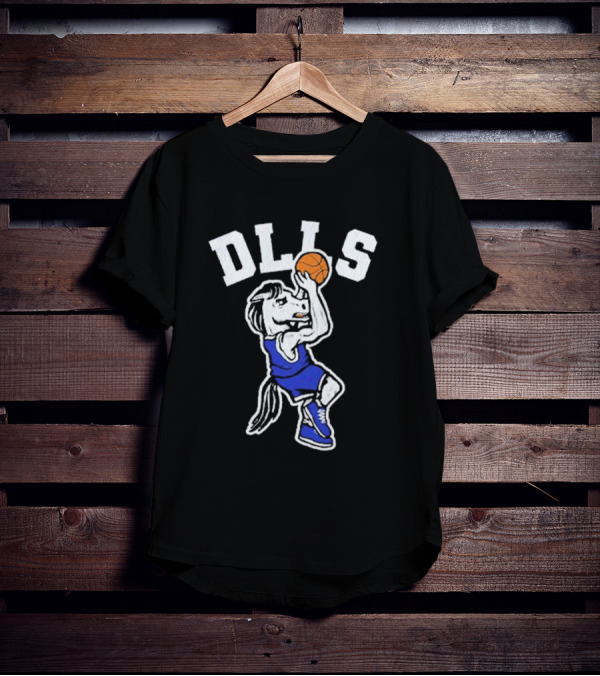 DLLS Basketball Horse Player In Blue Jersey T-Shirt