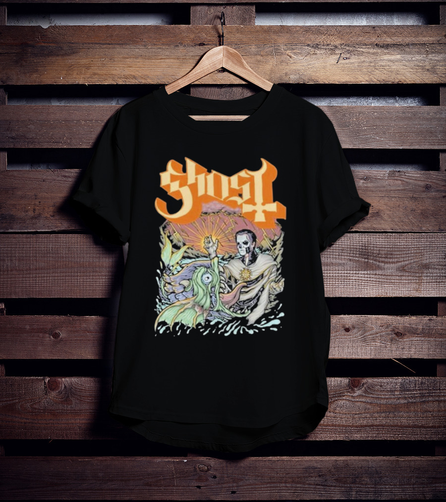Ghost Papa Emeritus And The Whale With Oceanic Scene T-Shirt