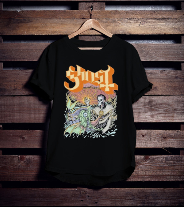 Ghost Papa Emeritus And The Whale With Oceanic Scene T-Shirt