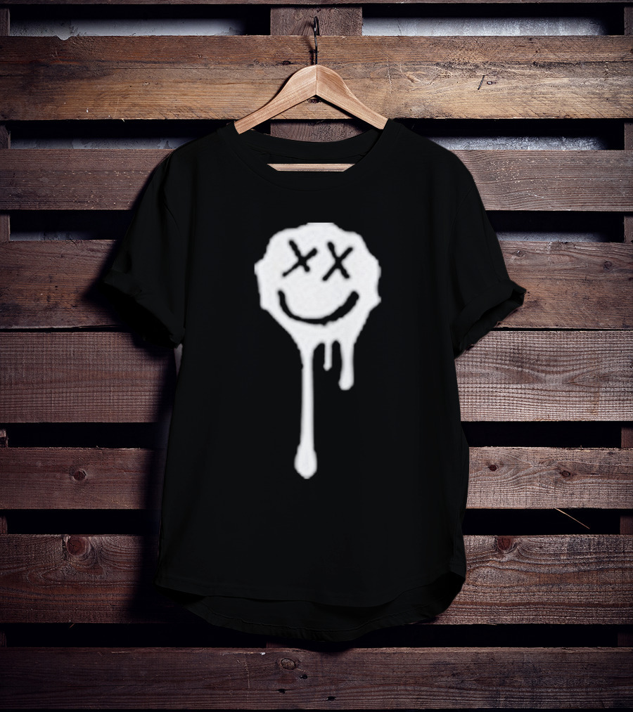 Olive Drip Smiley Face With Nirvana T-Shirt