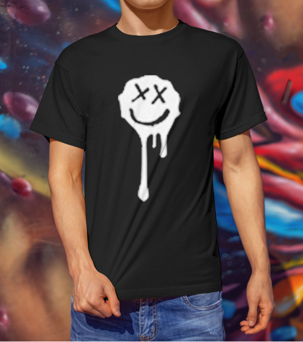 Olive Drip Smiley Face With Nirvana T-Shirt
