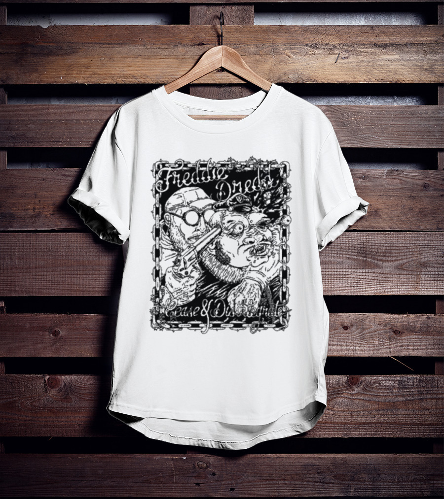 Freddie Dredd Cease And Disintegrate Chain Border Gun T-Shirt