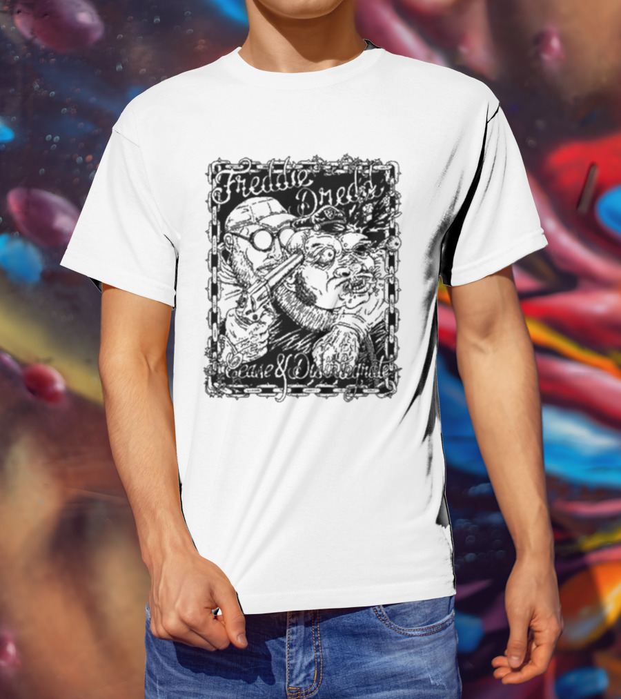 Freddie Dredd Cease And Disintegrate Chain Border Gun T-Shirt