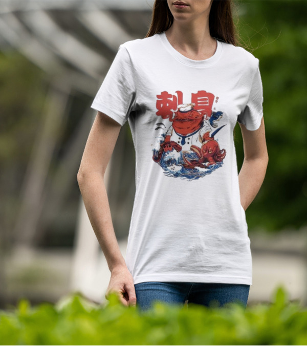 Kench Master Chef Sashimi Cook-Off With Octopus And Japanese Text T-Shirt