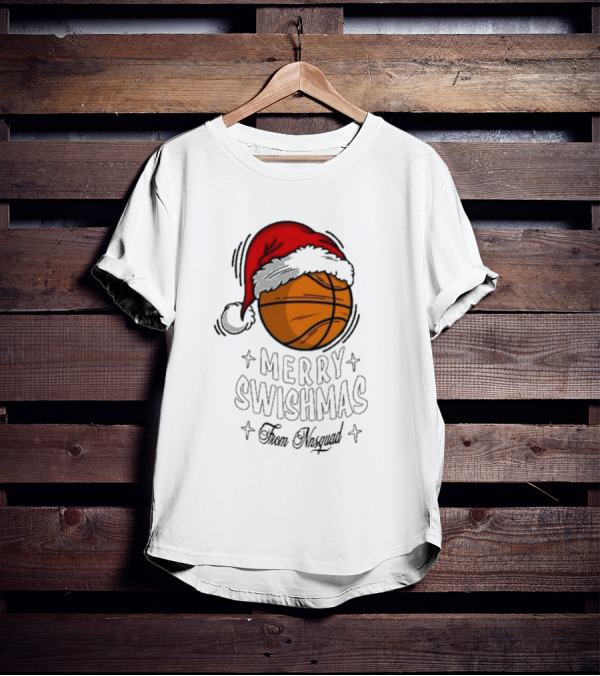 Merry Swishmas From Nnsquad Basketball Santa Hat T-Shirt
