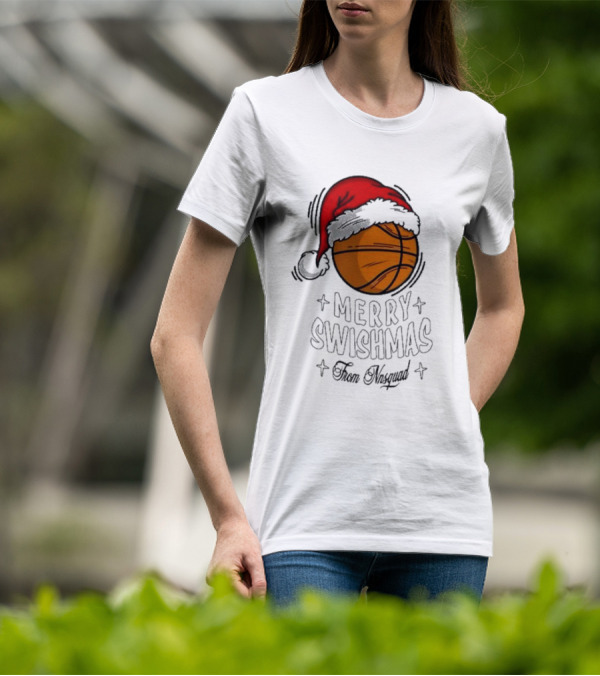Merry Swishmas From Nnsquad Basketball Santa Hat T-Shirt