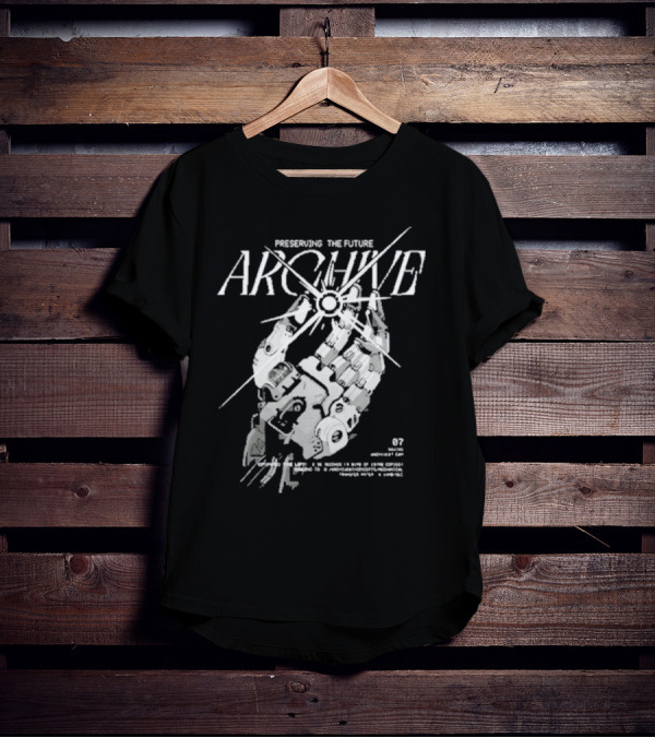 Preserving The Future Archive Mechanical Hand 07 Analog Memory Backup System T-Shirt