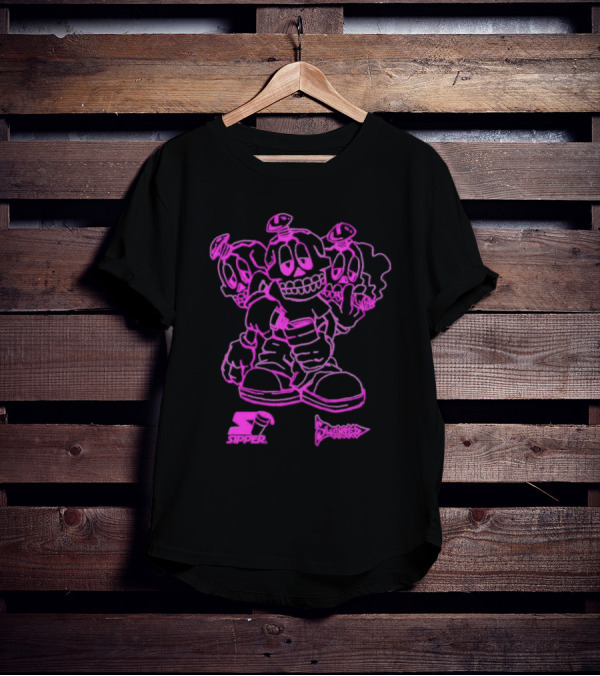 Sipper Slumped Trio Purple Black Outline T-Shirt
