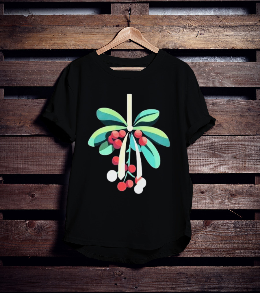Mistletoe Nimbus Christmas Holiday Festive Greenery Berries T-Shirt