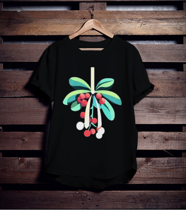 Mistletoe Nimbus Christmas Holiday Festive Greenery Berries T-Shirt