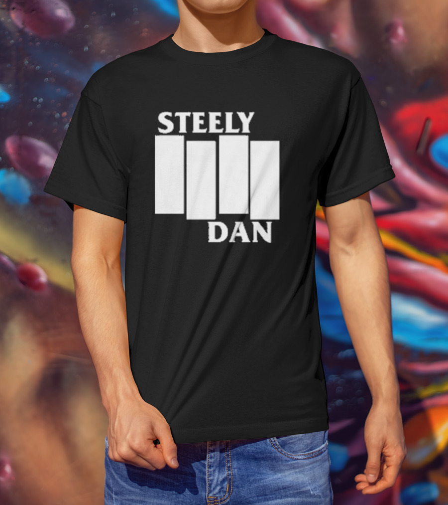 Steely Dan Black Flag Logo Style Blocks T-Shirt