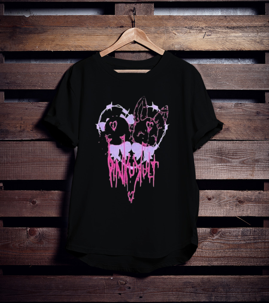 Pinku Kult Heart Barbed Wire Bunnies T-Shirt