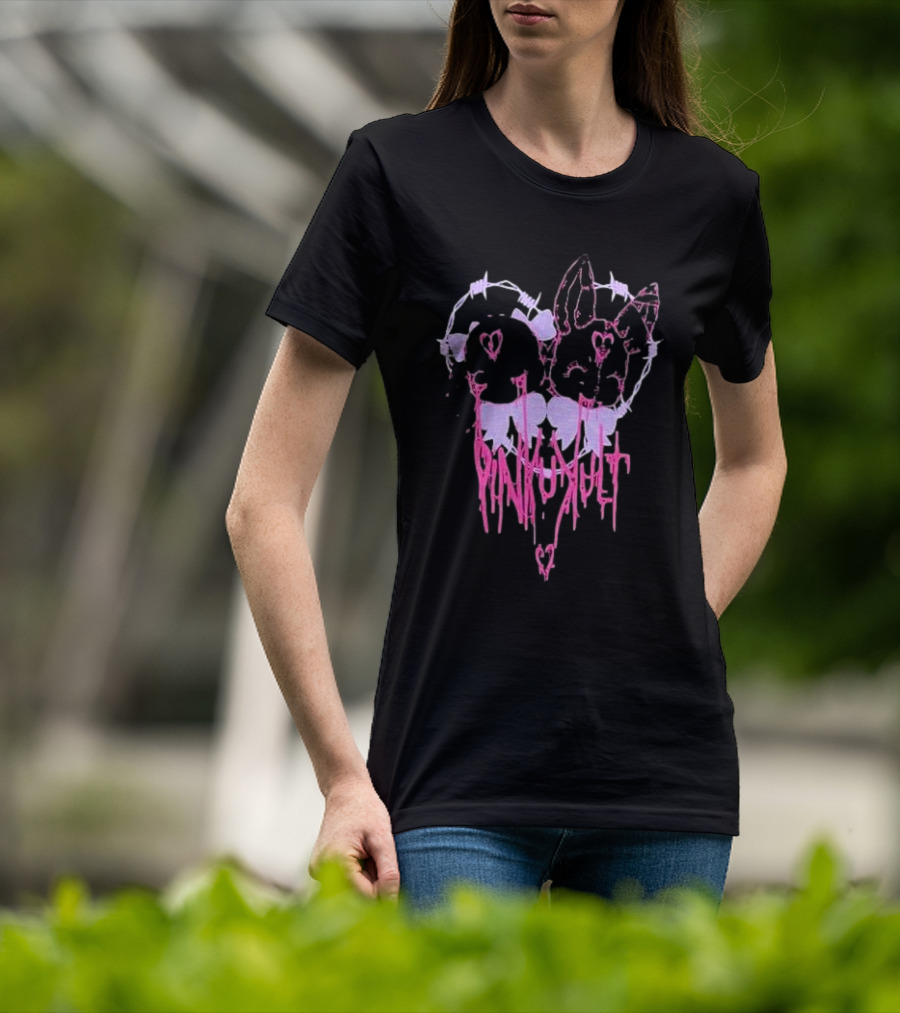 Pinku Kult Heart Barbed Wire Bunnies T-Shirt