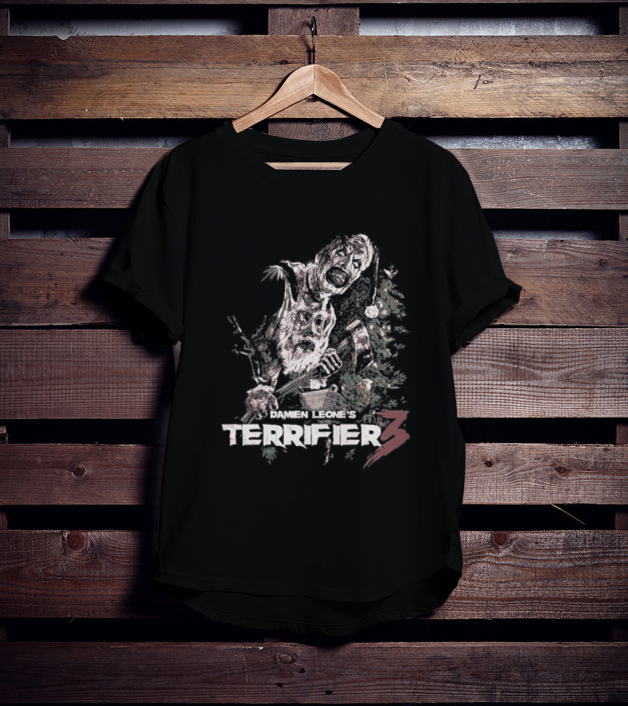 Damien Leone's Terrifier 3 Santa's Here Horror Christmas T-Shirt
