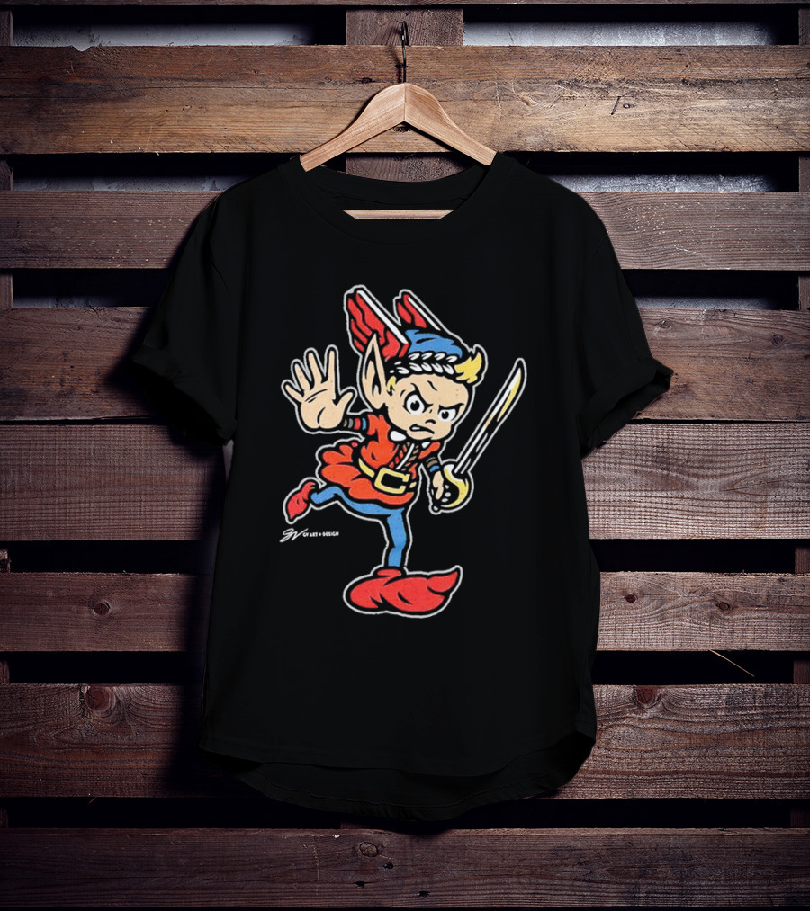 Cleveland United Vintage Cartoon Style Warrior Elf With Sword T-Shirt