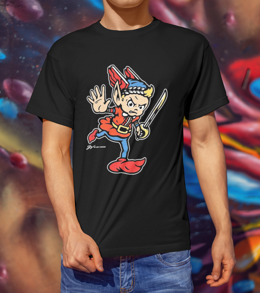 Cleveland United Vintage Cartoon Style Warrior Elf With Sword T-Shirt