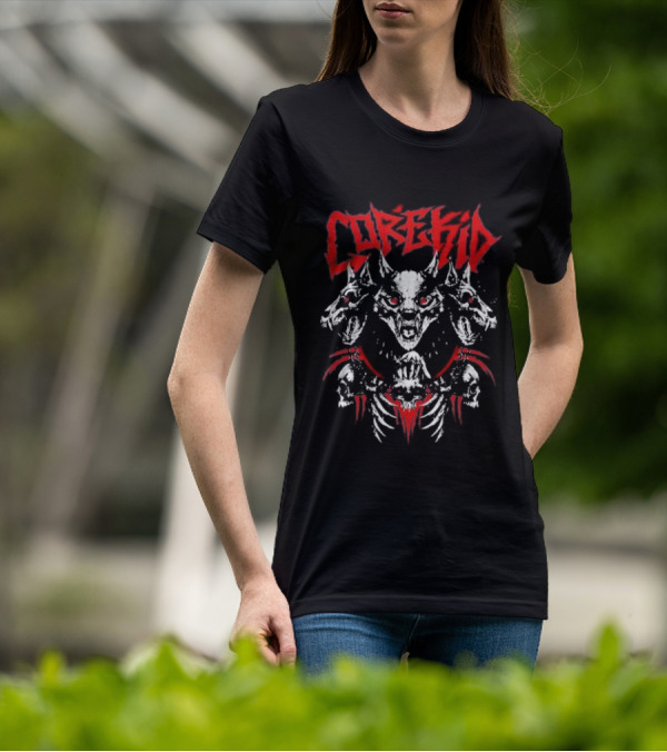 Corekid Cerberus Three-Headed Skull Beast Red Accents T-Shirt
