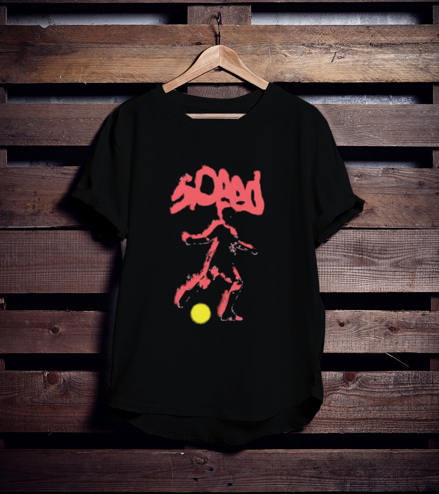 Speed Warp Soccer Player Silhouette With Yellow Ball T-Shirt