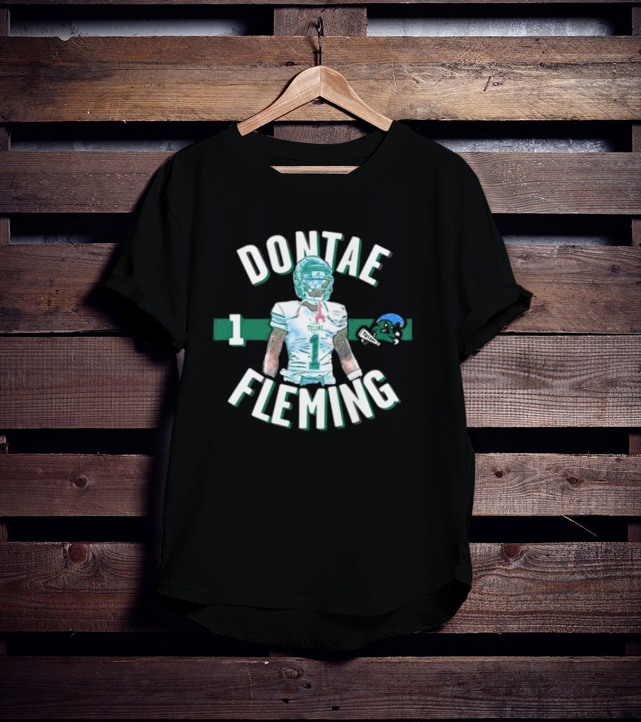 Dontae Fleming 1 Tulane Green Wave Football Player Image T-Shirt