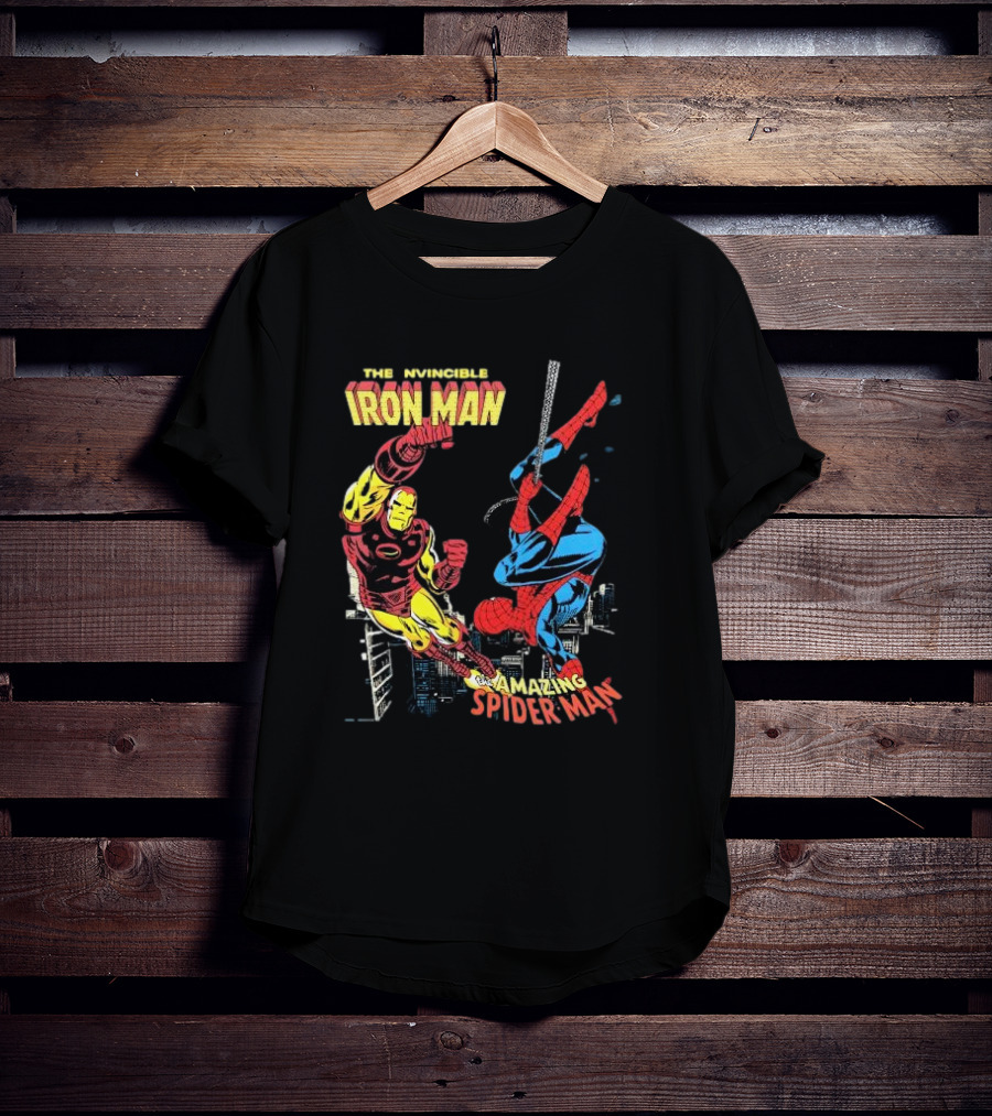 The Invincible Iron Man And The Amazing Spider-Man Showdown In The City T-Shirt