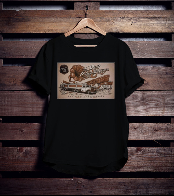 The Red Clay Strays Live At Red Rocks Amphitheatre Morrison CO Sep 14 2025 Vintage Truck And Scenic Rock Formation T-Shirt