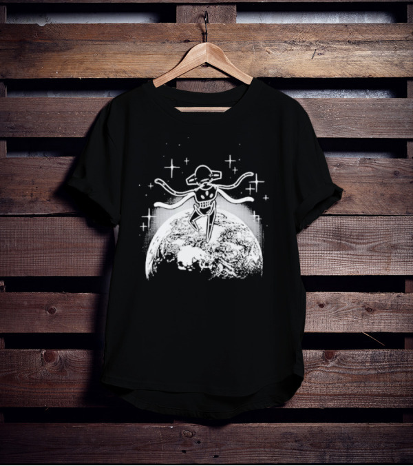 Snacky Boy Deoxys Floating Above Earth With Stars T-Shirt