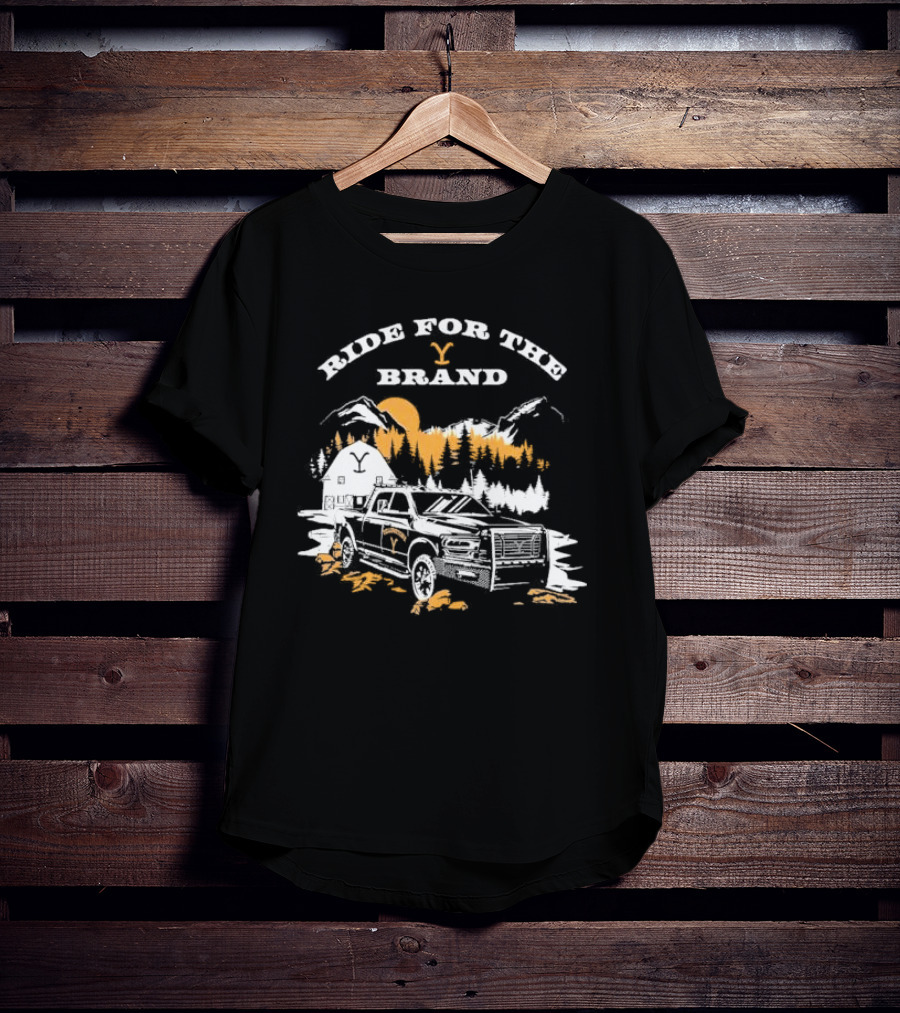 Yellowstone Ride For The Brand Truck Mountains Barn Scene T-Shirt