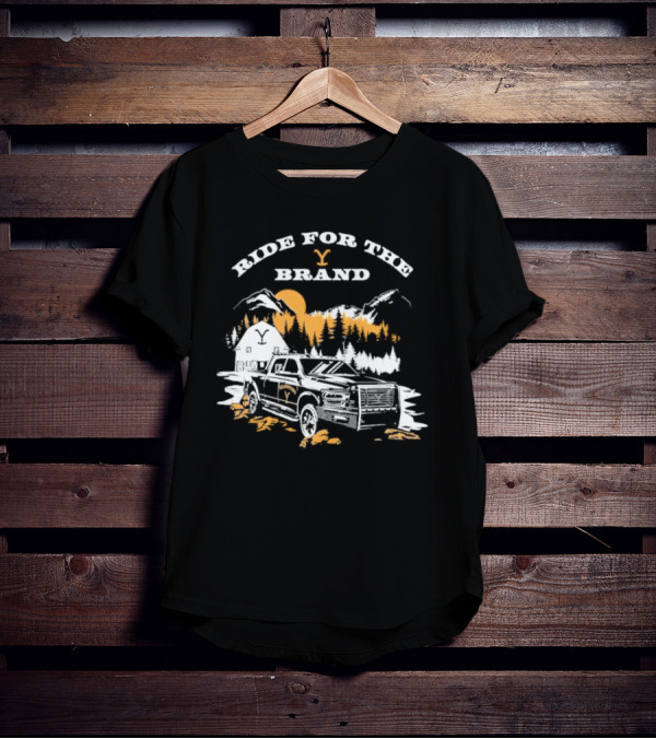 Yellowstone Ride For The Brand Truck Mountains Barn Scene T-Shirt