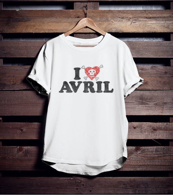 I Heart Avril Skull Red Checkered Punk T-Shirt