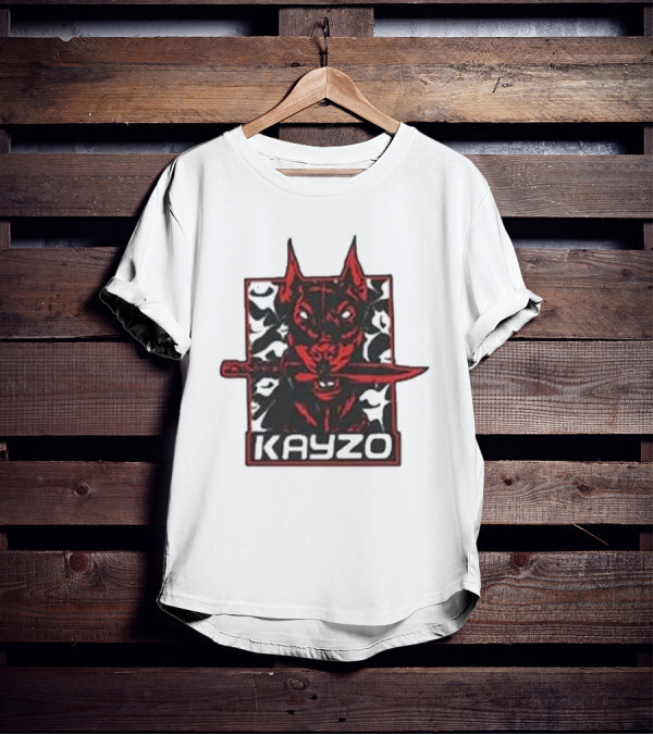 Kayzo Knife Dog Logo With Red And Black T-Shirt