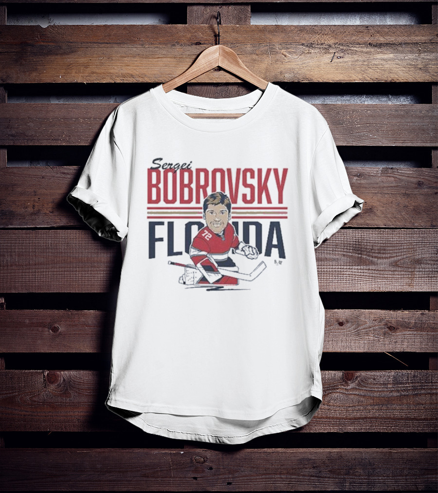 Sergei Bobrovsky Florida Caricature Hockey Player Number 72 T-Shirt