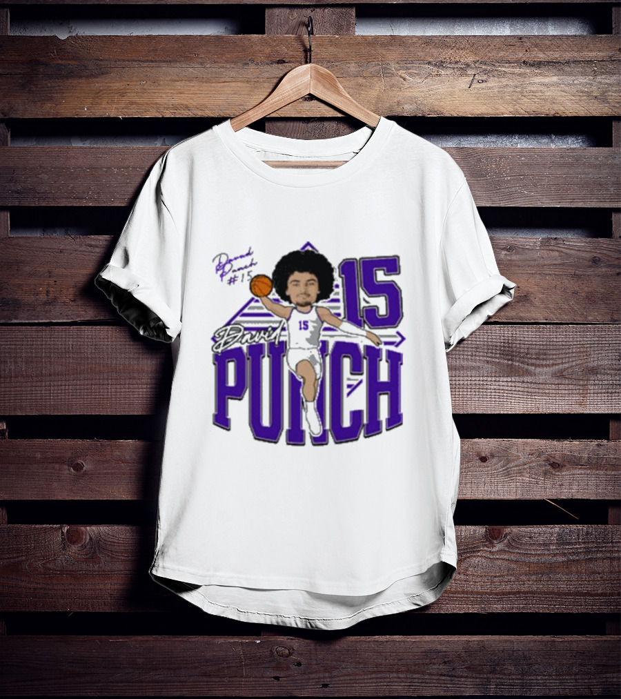 David Punch #15 TCU Basketball Player Caricature T-Shirt