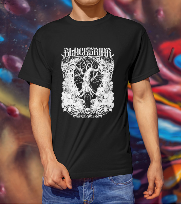 Blackbriar Gothic Novel Est. 2012 Tree Skulls Floral T-Shirt