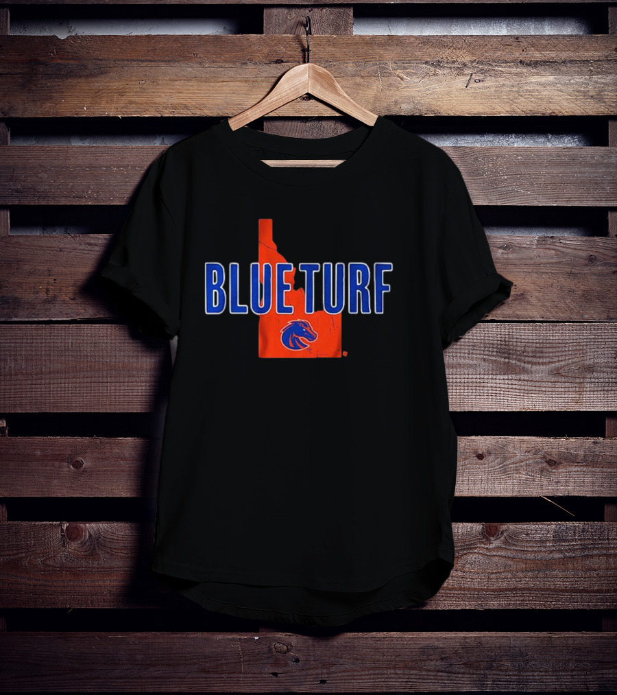 Boise State Blue Turf Idaho Map Bronco T-Shirt