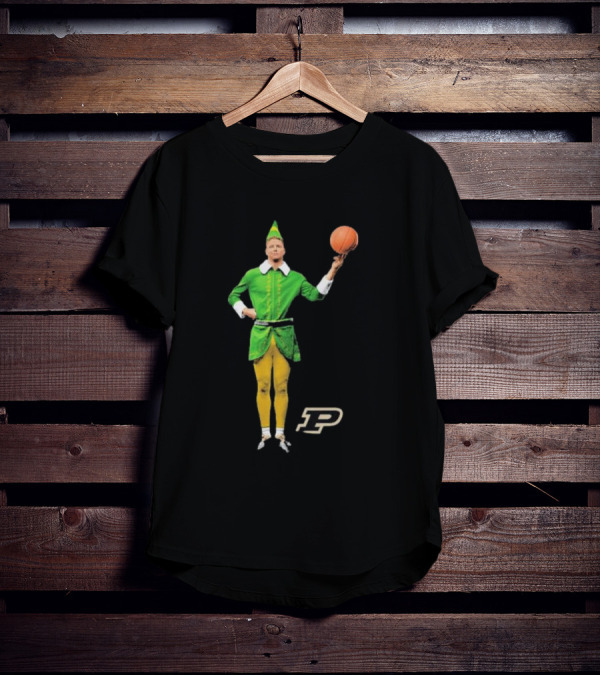 Caleb The Elf Purdue Boilermakers Basketball Elf Holding Basketball With Purdue T-Shirt