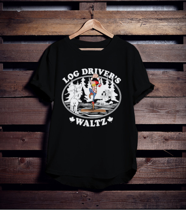 Log Driver's Waltz Canadian Lumberjack Moose Canoeing Scene T-Shirt