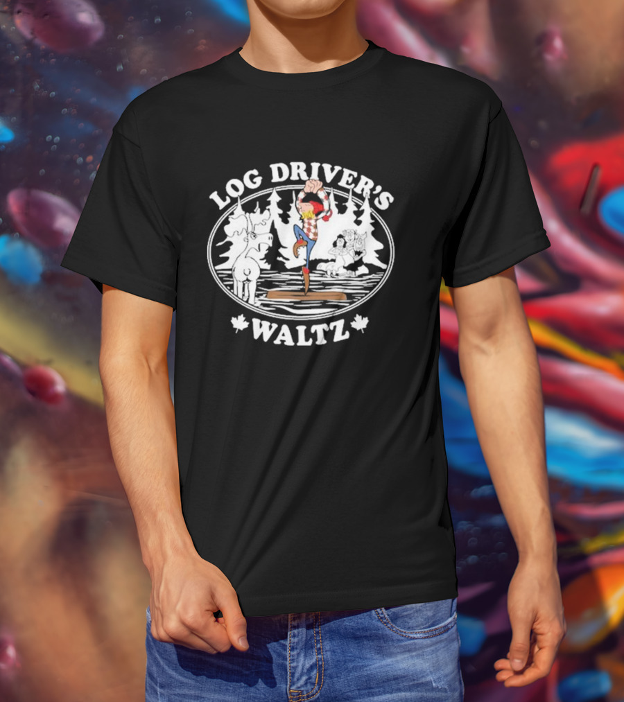 Log Driver's Waltz Canadian Lumberjack Moose Canoeing Scene T-Shirt