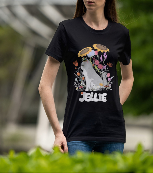 Goodtimeswithscar Jellie Cat In Floral Crown Garden With Sunflowers T-Shirt